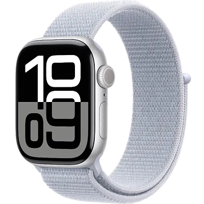 Apple Watch Series 10 42mm Aluminum Silver Case Blue Cloud Sport Loop